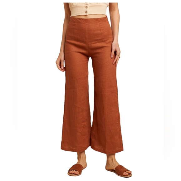 Faithful The Brand Women's Scelsi 100% Lien Pant In Mulberry Size XL NWT - Picture 2 of 9